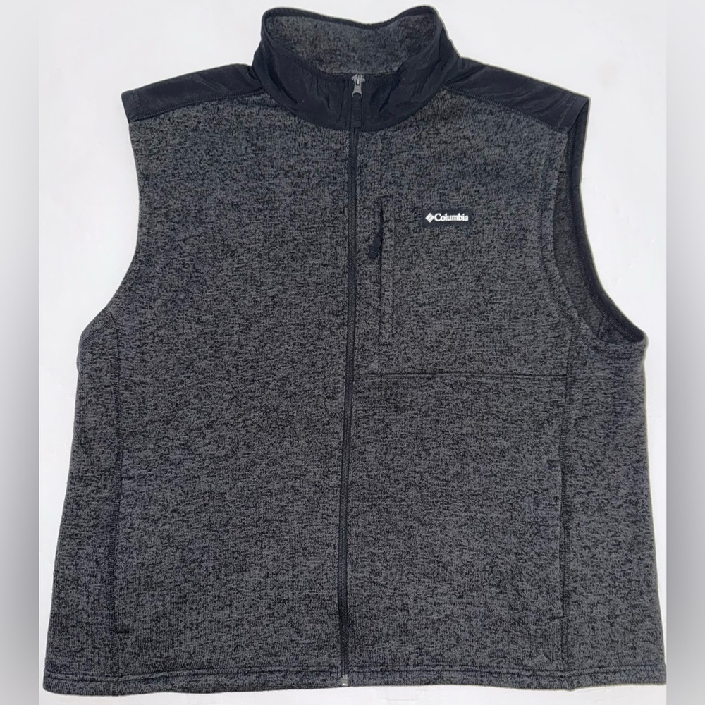 Columbia Men’s 3X Fleece Vest Gray Black Full Zip Outdoor Hiking Jacket MSRP $85